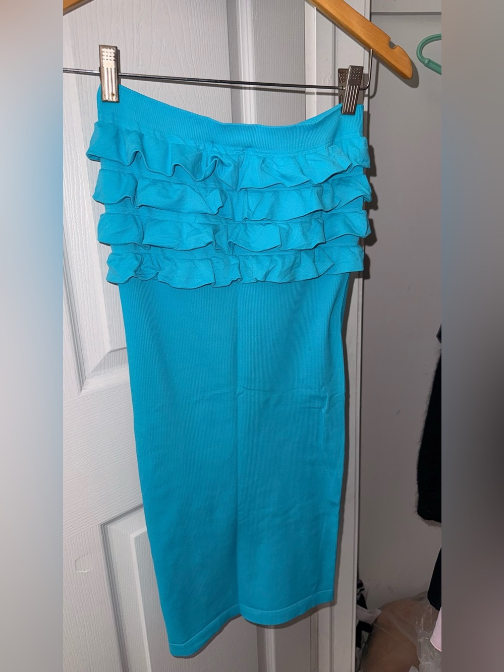bebe Turquoise Ruffle Pencil Skirt
